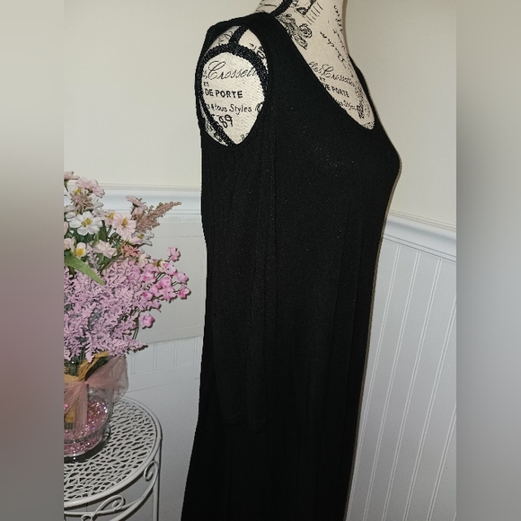 Womens Nine 1 Eight Black Open Shoulder Dress, Size Medium - Picture 2 of 12